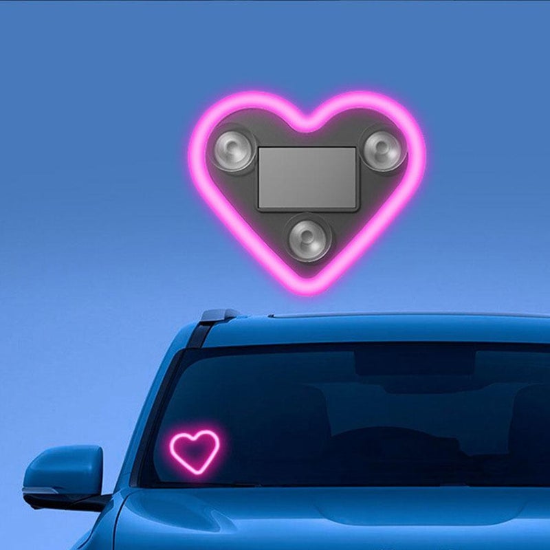 Car LED Ambient Light - 2025 Solar-Powered Heart-Shaped LED Neon Light, IP65 Waterproof, Switchable Modes, Romantic Car, Outdoor Decor, for Couples - Image 1